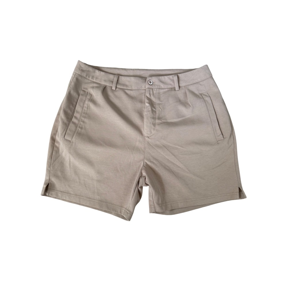 YoungLA Mens Lifestyle Shorts Tan Khaki Size Large Casual Gym Athletic Slit Hem